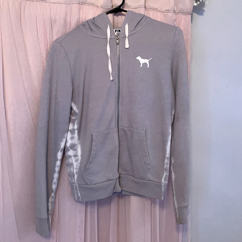 Pink grey zip up sweatshirt